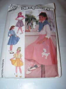 GIRLS-CHILD-CUT-SIMPLICITY-Sewing-Pattern-7269-POODLE-SKIRT-COSTUME-SIZE-7-10