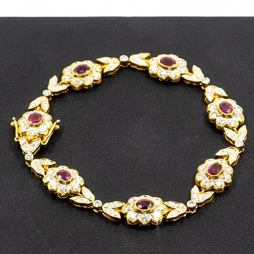 3.73Ct Round Cut Diamond G/VVS2 & Ruby 18k Yellow Gold Bangle - Picture 20 of 20
