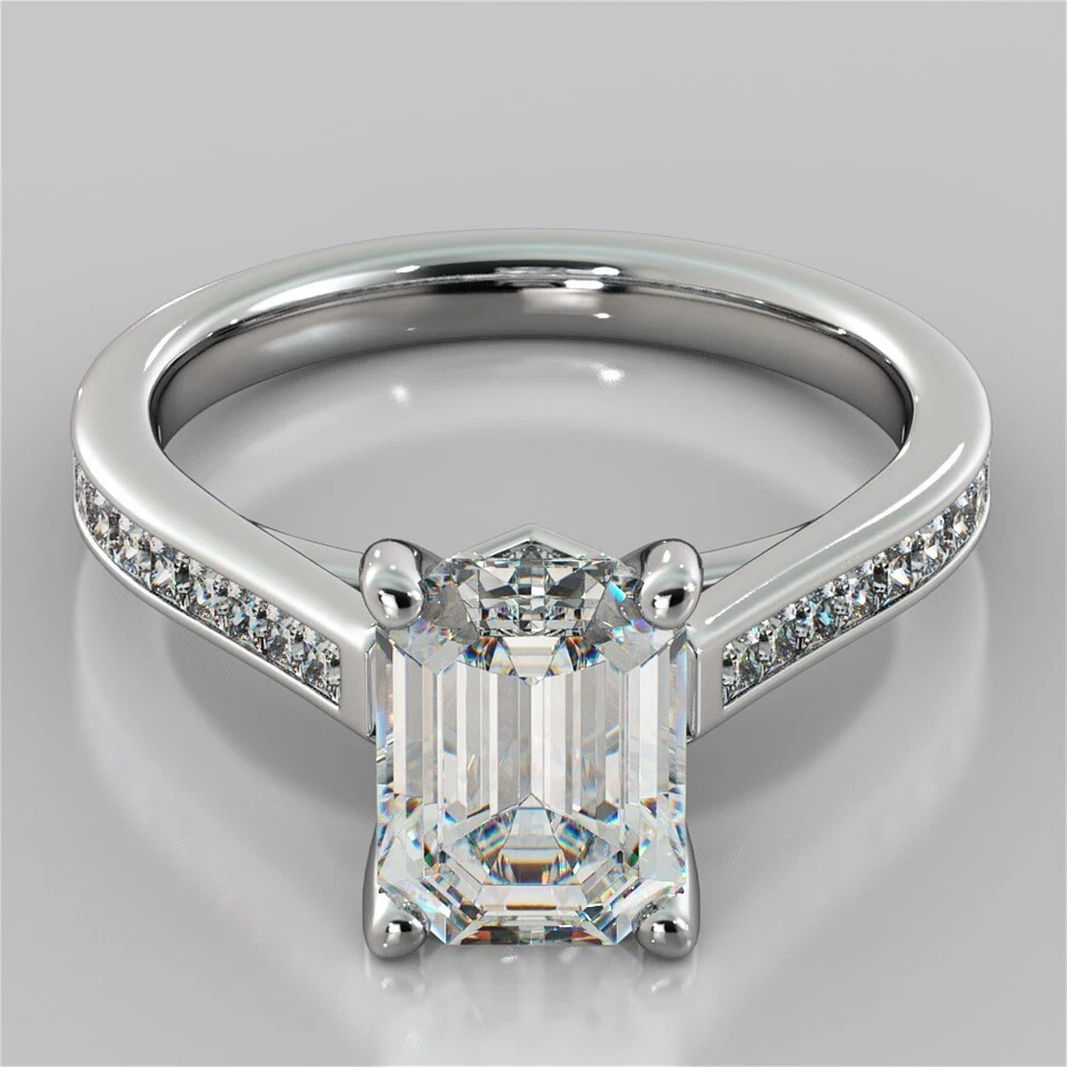 3.56 Ct Emerald Cut Lab Grown Diamond Ring For Wife Solid 950 Platinum Ring - Image 3 of 4
