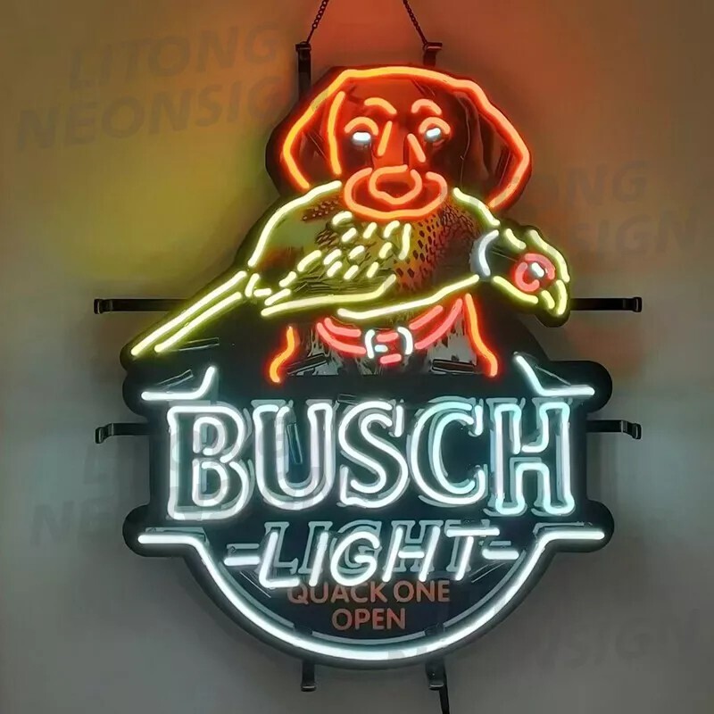 Hunting Dog Pheasant Flying Duck Beer Quack One Open 20"x16" Neon Sign Light Bar