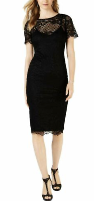 Donna Ricco Women's Size 2 Black Lace Knee-Length Party Cocktail Dress New  #30