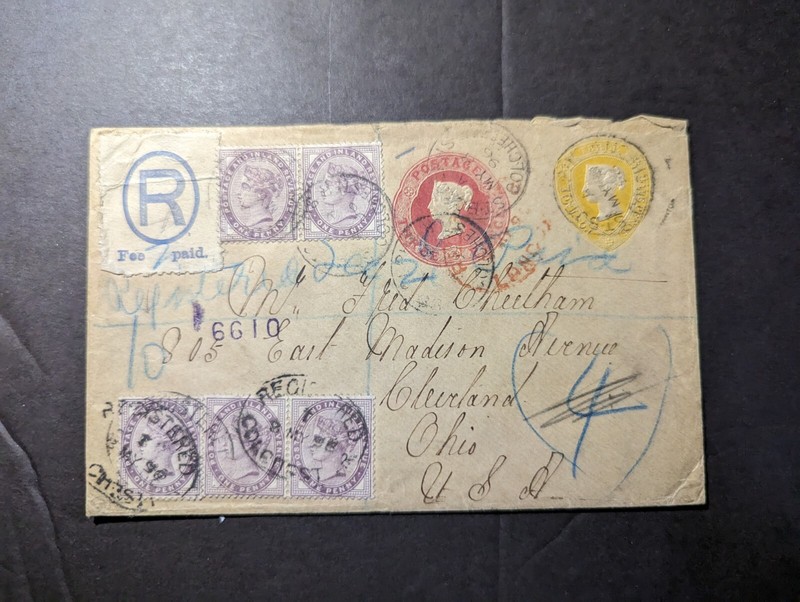 1956 Registered England Cover Colchester to Cleveland OH USA