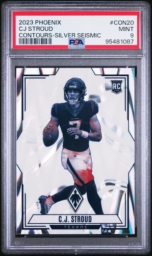C.J. Stroud 2023 Panini Phoenix RC Contour Silver Seismic SP PSA 9 #CON20 Texans