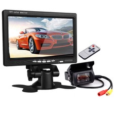 7" Monitor CCD Front/Rear View Reversing Camera Night Vision Waterproof 12-24V