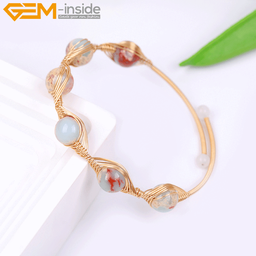 Gold Filled Chakras Quartz Jade Stone Jewelry Handmade Adjustable Bracelet Gift - Picture 102 of 133