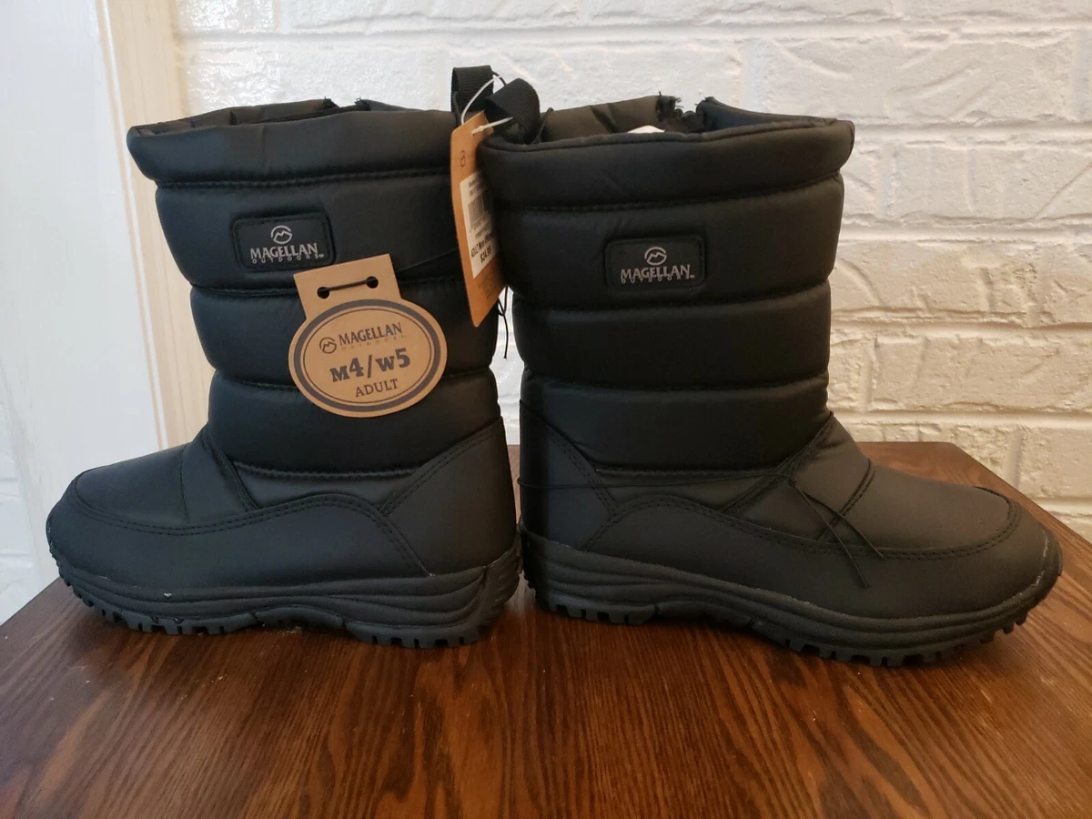 Magellan Mens 4 Womans 5 Winter Snow Boots Black eBay