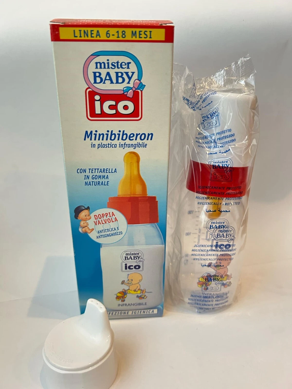 Vintage mister baby pacifier succhietto baby bottle 150ml Red 6-18 months