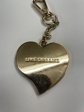 LIKE DREAMS Gold Keychain Bag Pull Purse Charm Engraved Heart