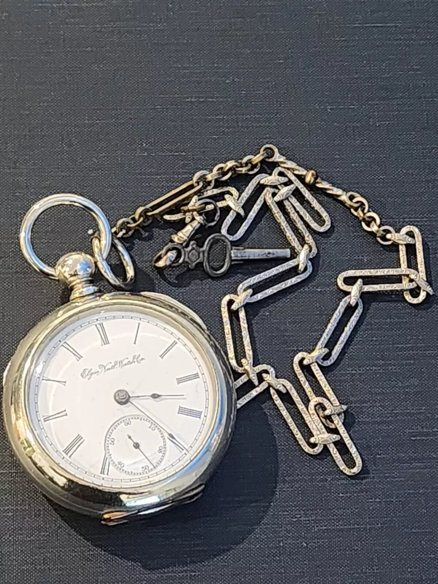 Antique Key Wind Elgin Pocket Watch w Silveroid Case Grade 97 18s 7j