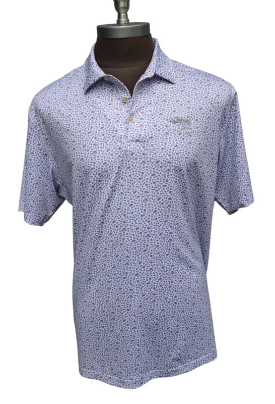 Peter Millar Summer Comfort Torrey Pines Cars Martinis White Blue Golf Shirt XL