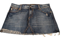 Girl' Abercrombie Fitch Jean Mini Skirt Raw Hem Sz 16 30 waist Distressed Vtg