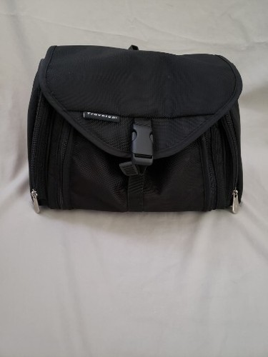 Travelon Hanging Toiletry Makeup Cosmetics Travel Bag Black Fold Out 11 x 8 