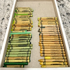 Vintage Binney Smith Crayola Crayons - Lot of 56 Greens And Yellows