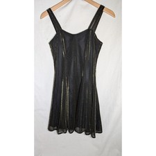 All That Jazz vintage Juniors Mini Dress Sz 3/4 Black Gold Shimmer 90s Y2k 00s