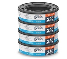 4 Pack Diaper Genie Essentials Round Refill, Holds Up to 1280 Newborn Diapers