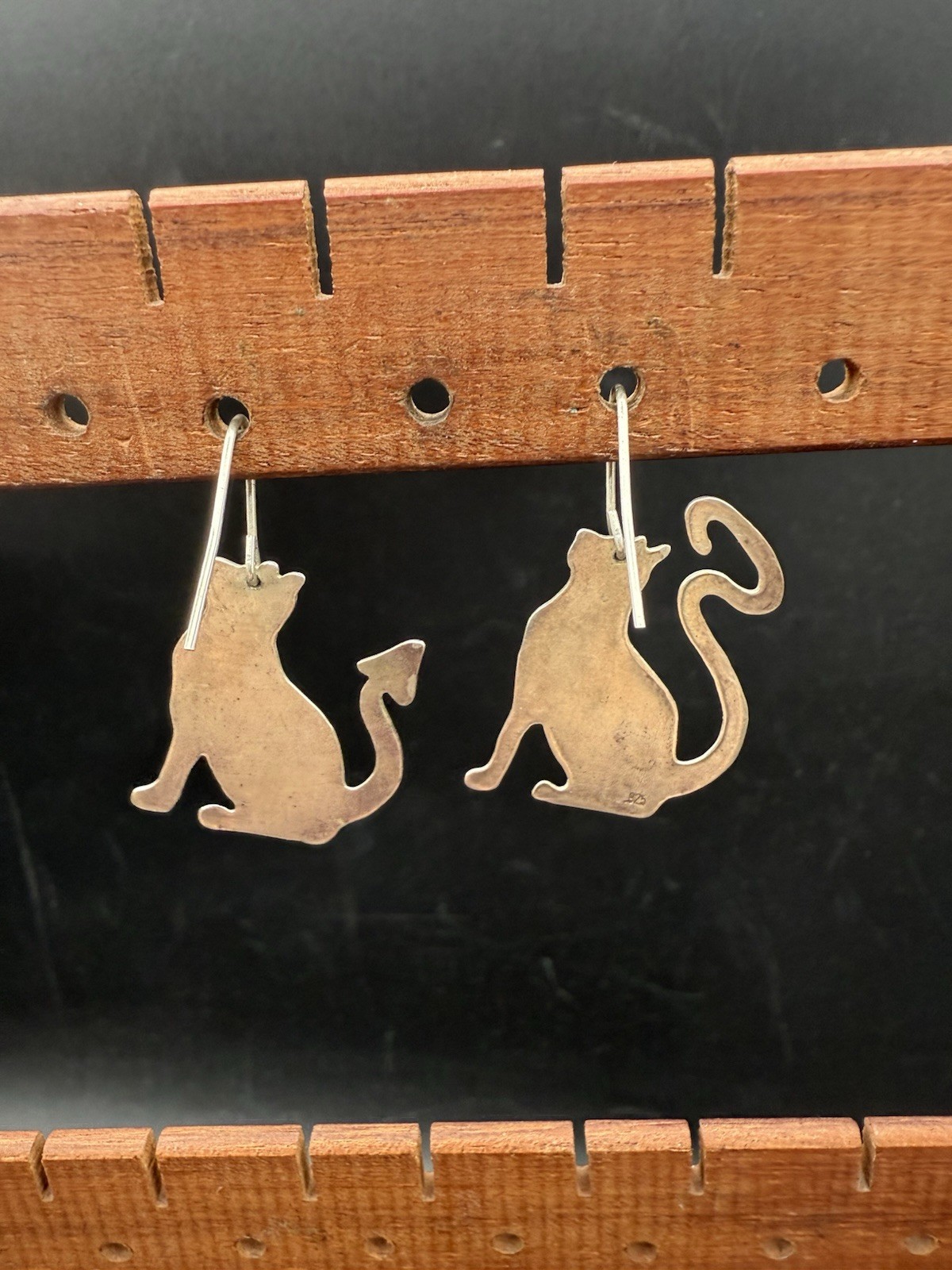 Sterling Silver Dangle Angle Devil Cat Earrings S… - image 2