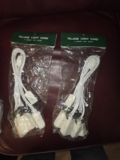 Two Department 56 6 Socket Village Light Cords with Bulbs Christmas 1 Plug White