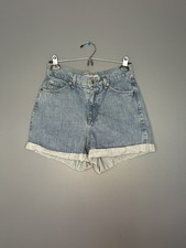 Topshop Mom Shorts Womens US 6 Blue High Rise Rolled Cuff Casual Denim Classic