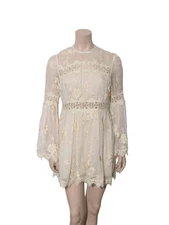 ZIMMERMANN Lace Detail Embroidered Silk Dress (SIZE 1)