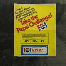 Vintage 1981 Pepsi Challenge Paper Sign Save 20 Cent Store Coupon Yellow Soda