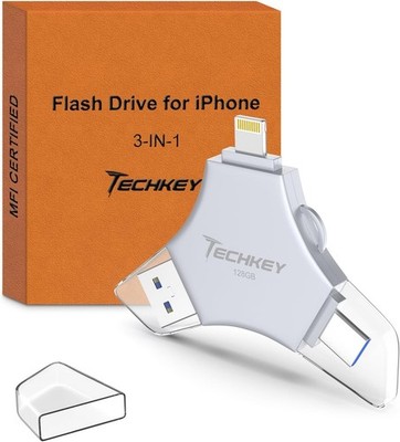 MFi Certified USB 3.0 Flash Drive 128GB for iPhone, 3in1 External Memory Photo