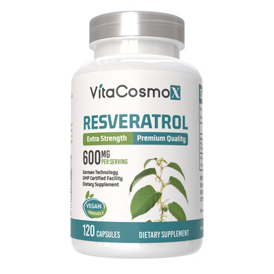 VitaCosmoX Resveratrol 600mg - 120 Capsules - Anti-Aging Antioxidant Supplement
