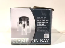 Hampton Bay Sutton Place 14 in. 3-Light Matte Black Indoor Flush Mount
