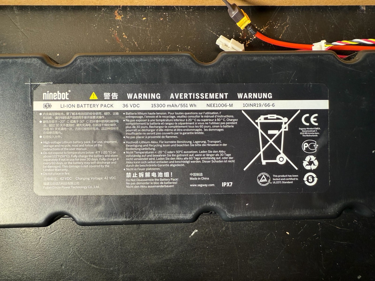 Segway Ninebot 36VDC 15300mAh Lithium Ion Complete Battery