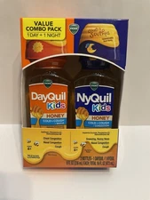 Vicks DayQuil, NyQuil Kids Cold & Cough + Mucus & Congestion Combo, Honey 8oz Ea