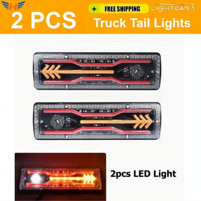 2PCS Truck Tail Lights Flowing Turn Signal & Brake Lights LED Rear Tail Light