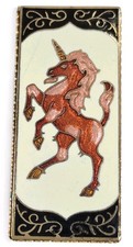 RARO De Colección Cloisonné Unicornio Esmalte Porta Dinero Clip Tono Dorado Mítico