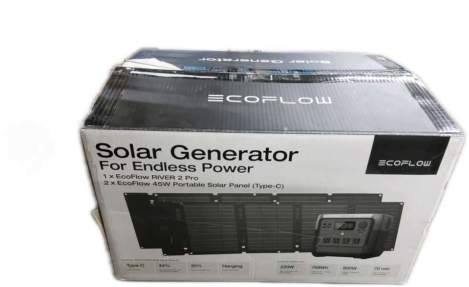 Generador Solar EcoFlow River 2 Pro con 2x Paneles 45W Foto 2 de 4