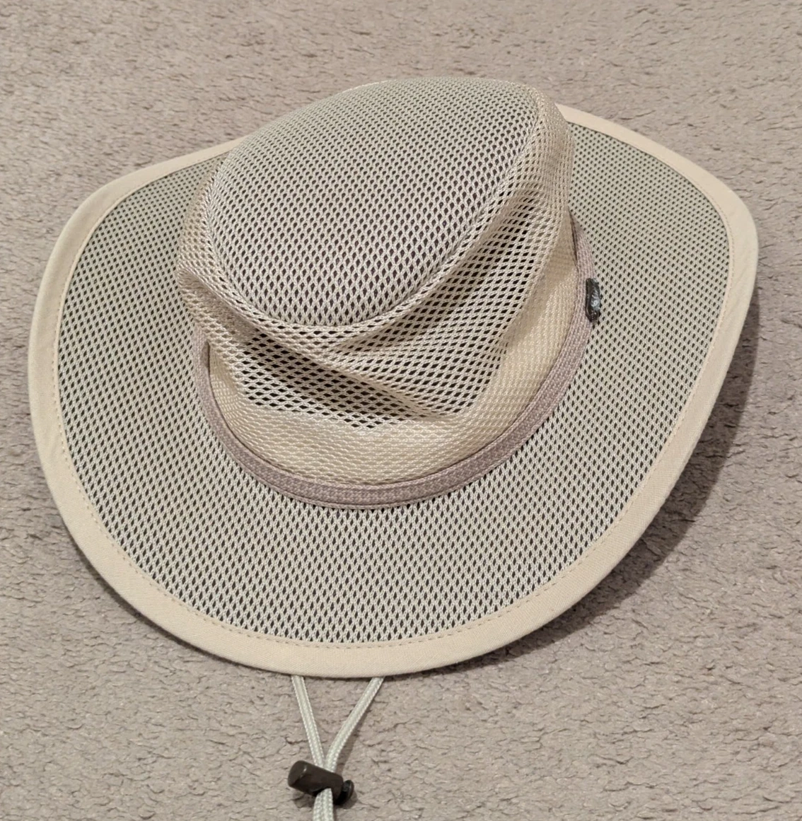 Scala Sport Sun Hat Mens Large Beige Mesh Wide Brim Outdoor Hiking Fishing Chin