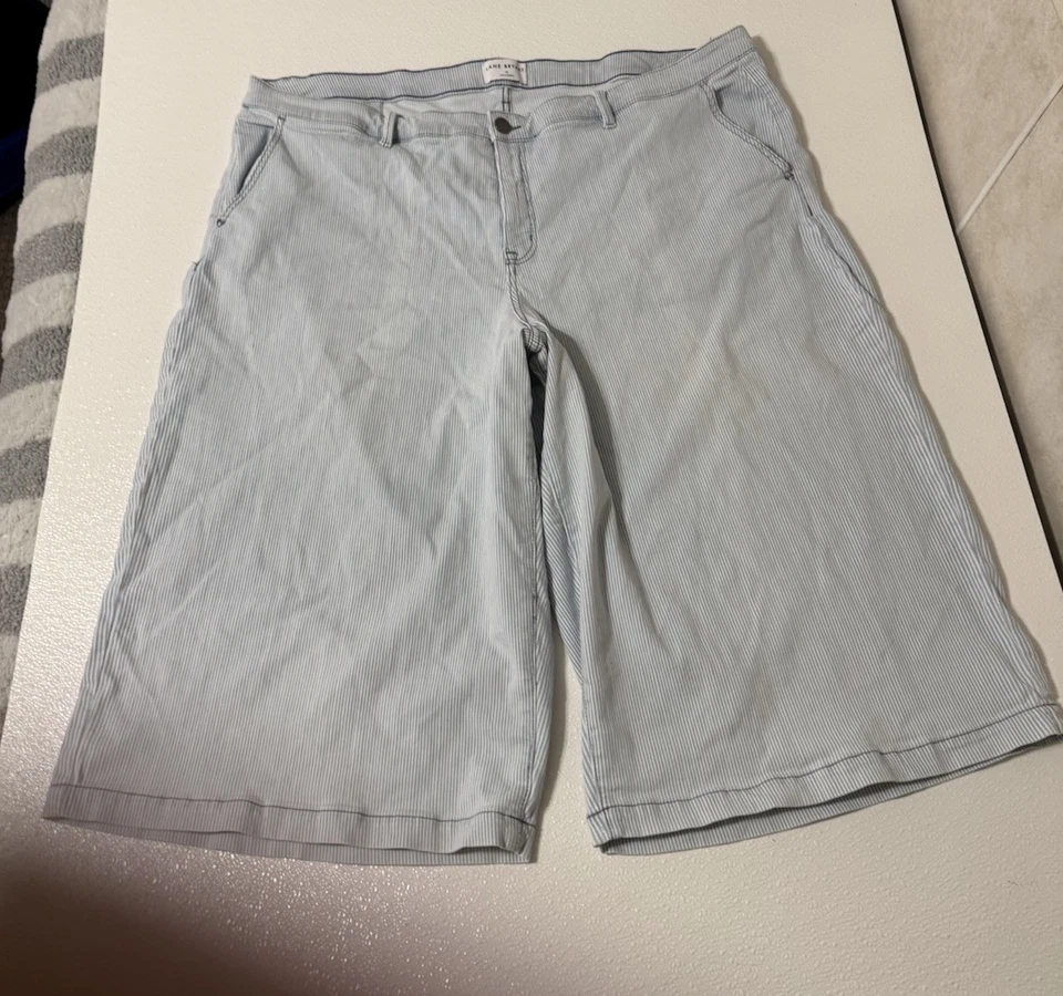 Pantalones Culotte Lane Bryant Talla 28 Azul y Blanco con Rayas Tiro Medio - Usados en Excelente Condición Foto 3 de 4
