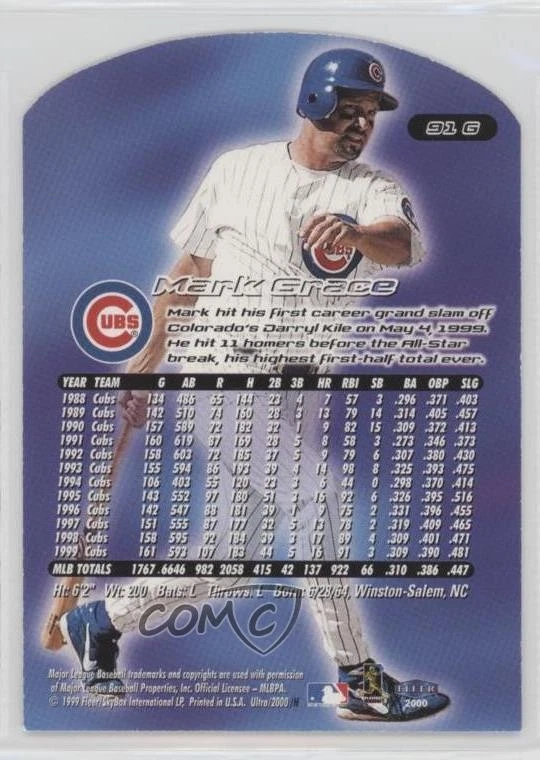 2000 Fleer Ultra Gold Medallion Edition Mark Grace #91G - Image 2 of 2