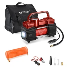 6X Faster Inflation Dual Cylinder DC 12V Air Compressor for Car, Heavy Duty P...