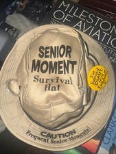 Senior Moments Survival Bucket Hat Size  M Compass Memory Pills Magnifier