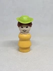 Vintage Fisher Price little people yellow lady fancy green hat Western Town 934