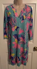 Lilly Pulitzer Riva Dress In Shorely Blue Sandstorm Print Size Small