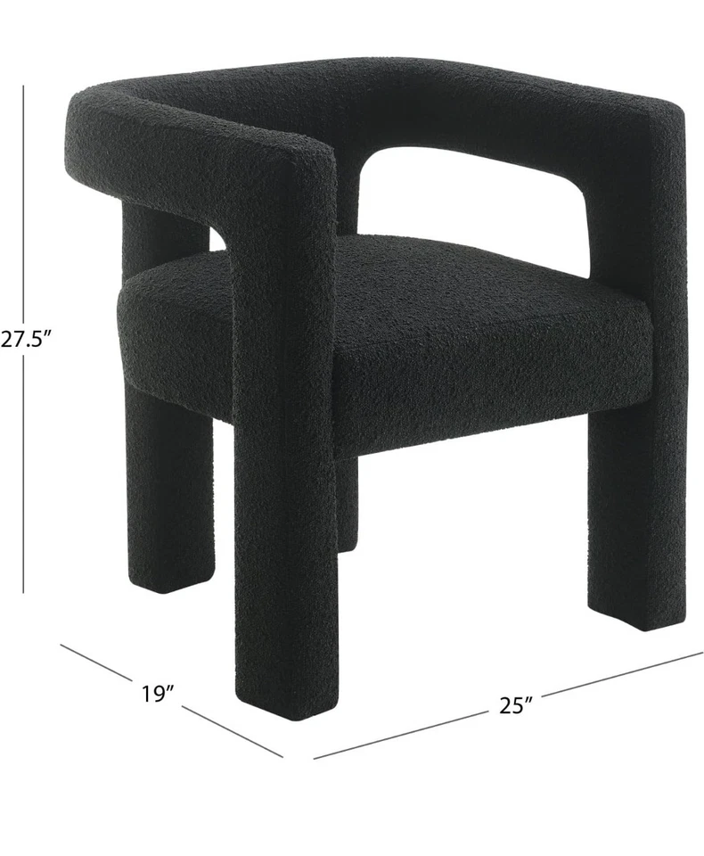 Silla de comedor Abbyson Living Perimeter Boucle, negra Foto 2 de 4