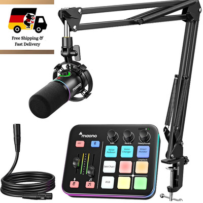 MAONO Gaming-Streaming-Bundle Audio-Mixer RGB-Beleuchtung XLR-Mikrofon
