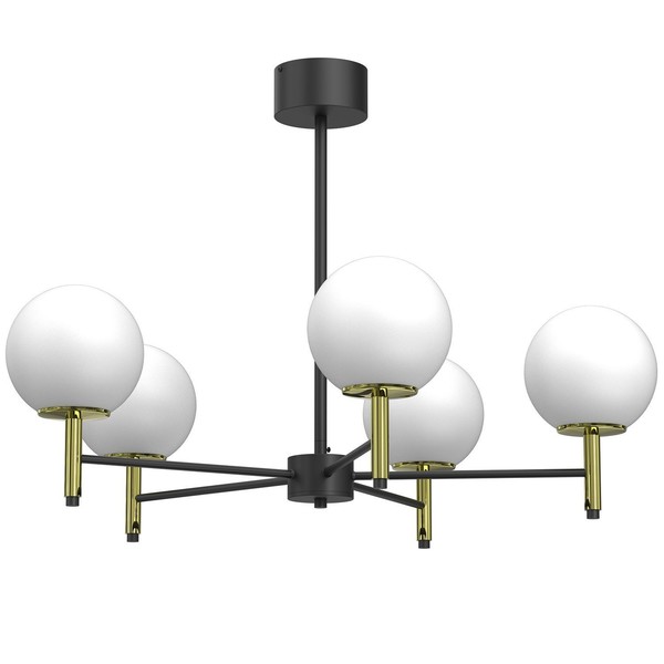 Deckenlampe Glas Metall B:84 Cm E27 Schwarz Weiß Gold Deckenleuchte Wohnzimmer-image