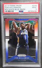2019 Panini Prizm Zion Williamson Red White Blue RC PSA 9 MINT Pelicans #248