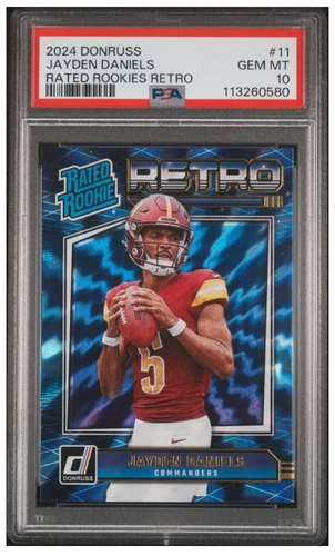 Jayden Daniels 2024 Panini Donruss PSA 10 GEM MINT Rated Rookies Retro Commander