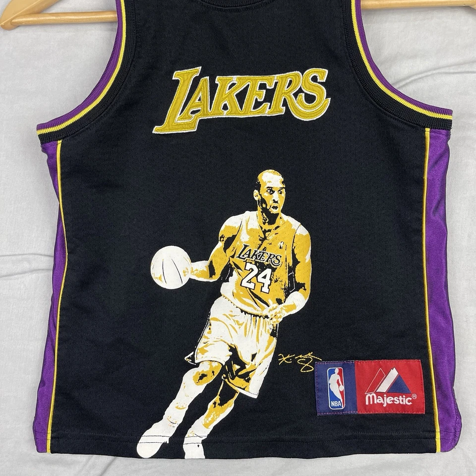 Kobe Bryant Jersey Boys 7 Los Angeles Lakers Majestic Embroidered NBA Youth Kids - Image 3 of 4