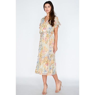 NWT Lucy Paris Camellia Floral Tiered Maxi Dress XL Cottagecore Folklore