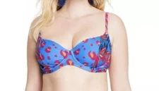 Women's Tabitha Brown Underwire Bikini Top Tropical Print Blue Pink Size M NWT 