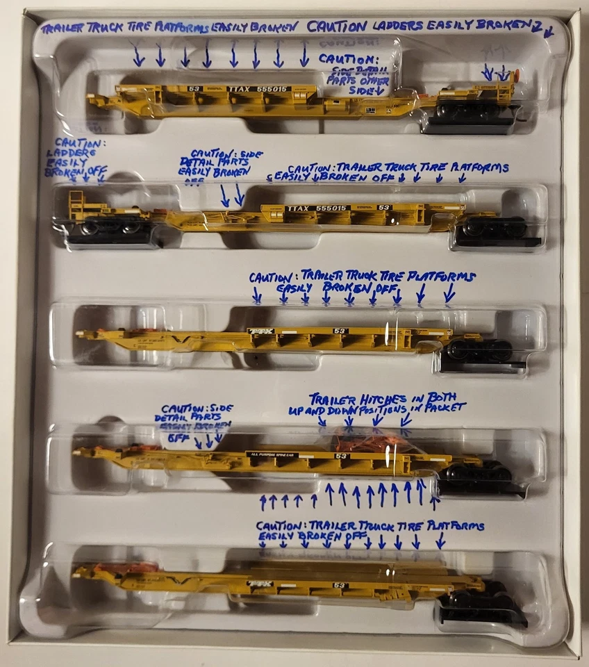 Bowser Executive Line Trinity 53' Spine Car 5-Unit Set TTAX 555155 HO #40551 - Image 2 of 4