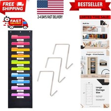 Black Pocket Chart for Classroom - 10 Pocket Storage Rainbow Pocket Charts , ...