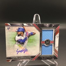 Yonny Hernandez 2022 Topps Museum Collection Dual Relic Auto #/74 Rangers Rookie